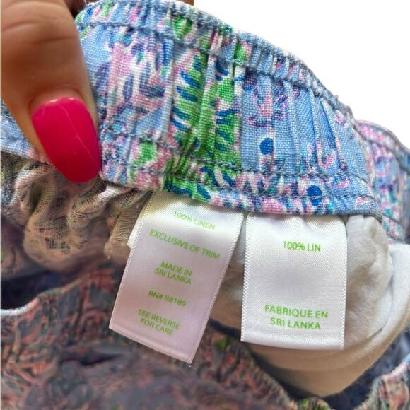 Lilly Pulitzer Taron Linen Pants Lilac Rose We Mermaid It Size XS - Picture 8 of 10